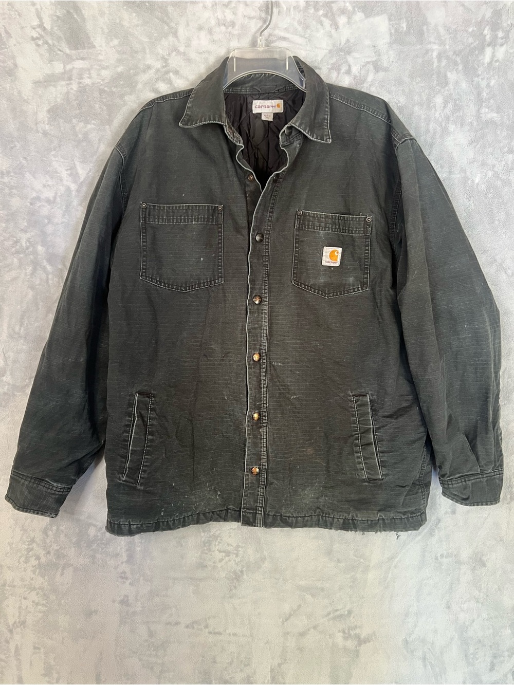 Carhartt 101466 Chatfield Quilt Lined Ripstop Shirt Jacket Shacket Black Mens L